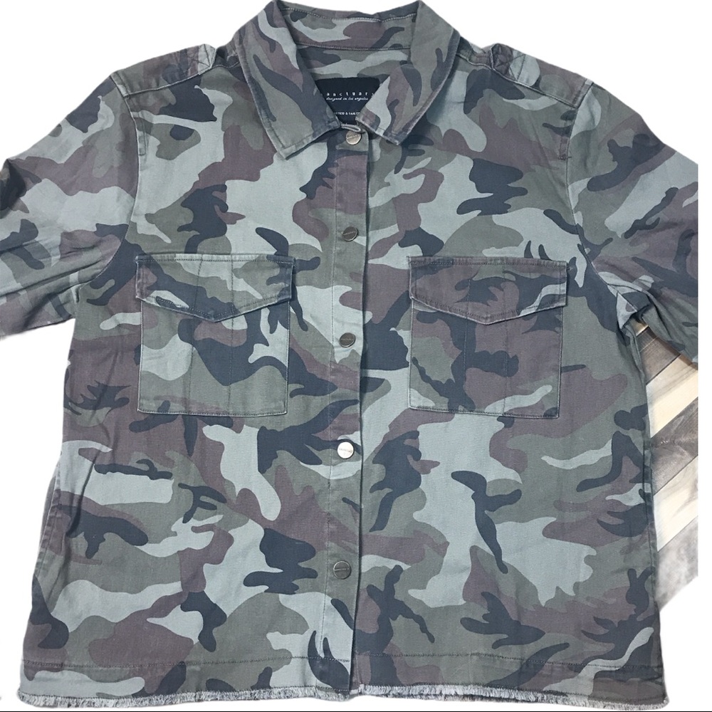 Sanctuary Camo Jacket Snap Button Jacket Large - image 2